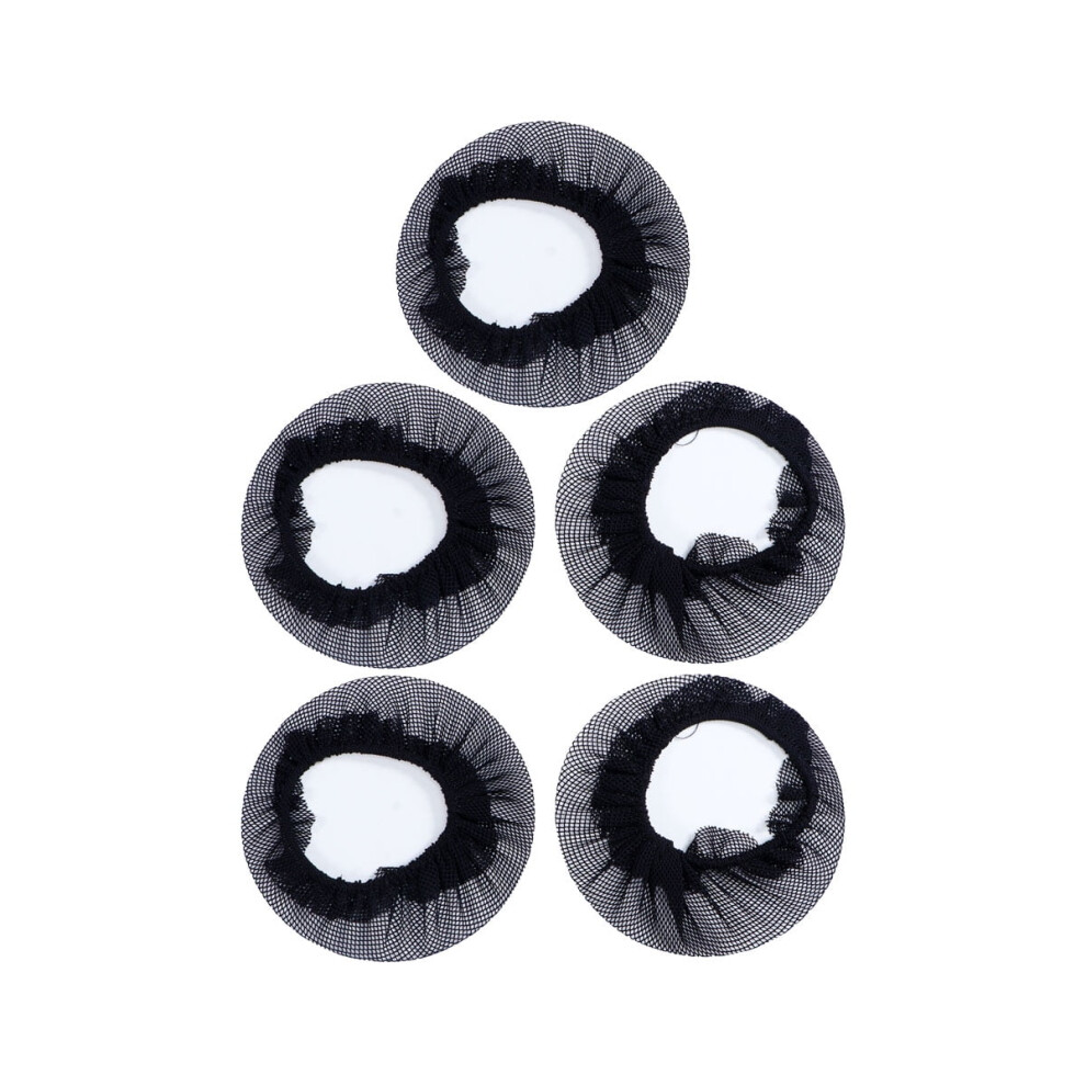 Unisex 5Pcs Ballet Dance Hairnet Hair Nets Bun Cover Hair Accessories For Women Girls (Small Hole, No Lace)