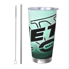 Jets Football Team Design 20oz Edelstahl-Thermosbecher mit Deckel und Strohhalm, kompatibel mit Auto-Getränkehaltern, für heiße und kalte