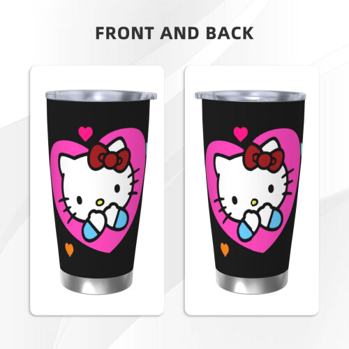 Ποτήρι αυτοκινήτου Hello Kitty 20oz με μόνωση και καπάκι από καλαμάκι, διατηρεί τα ποτά 2