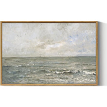 Arte de parede grande Asporic Ocean, impressão em tela vintage de paisagem marinha, pintura de paisagem relaxante para quarto, banheiro ou