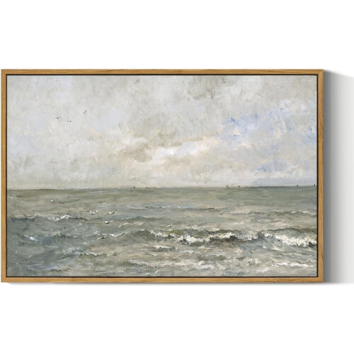 ASPORIC Ocean Μεγάλη Τέχνη Τοίχου, Εκτύπωση σε Καμβά με Θαλασσογραφία Vintage, Ηρεμιστικός