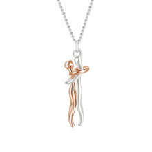 Colar com Pingente de Casal Abraçado no Estilo Hip Hop - Comprimento Ajustável, Colar com Pingente de Abraço para Ele e Ela, Joia de Aniversário,