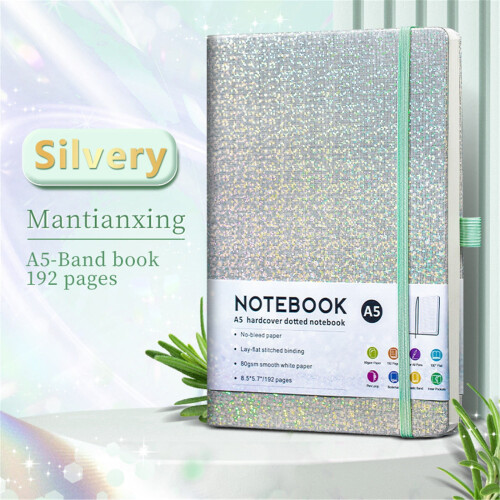 Caderno de capa dura com glitter, tamanho A5 (8,3 x 5,7 polegadas), 160 páginas pautadas, resistente a descolamentos, ideal para escola e escrita, 1