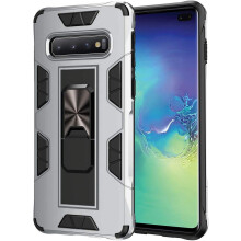 Kompatibel med Samsung Galaxy S10. Etui i militærkvalitet, stødsikkert med støtteben, indbygget magnetisk bilmontering, kraftig rustning.