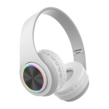 Bluetooth 5.0 Sluchátka přes uši s RGB podsvícením, 5hodinová doba přehrávání, mikrofon, skládací, lehká, HiFi stereo zvuk