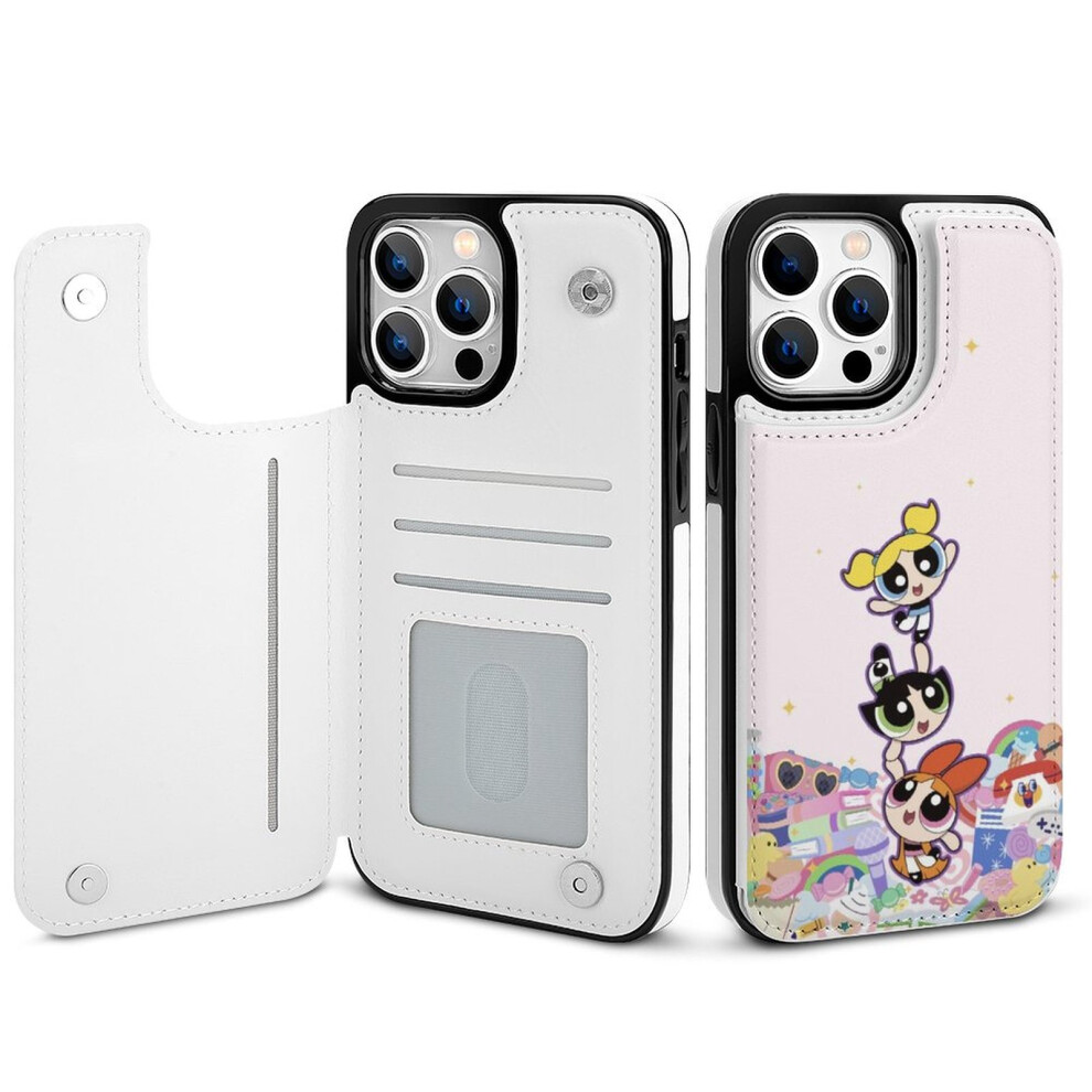 Powerpuff Girls Compatible Iphone 14 Pro Max Wallet Case With Card Holder, Pu Leather Folio, Shockproof Cover For Women & Girls 9395123267234
