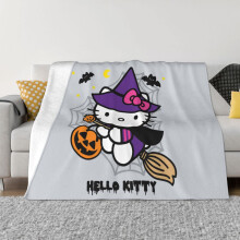 Hello Kitty -peitto, flanelli-fleece-heittopeitto, erittäin pehmeä, kodikas ja lämmin muhkea vuodevaate sohvalle, olohuoneeseen, makuuhuoneeseen -