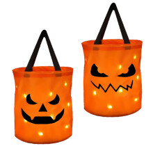 2 kpl LED-valoisia Halloween-karkkipusseja, 12 * 10 tuuman Halloween-hankalia karkkipusseja pojille ja tytöille