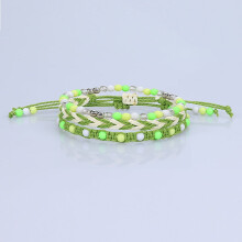 Pulsera Janrevotw de cuentas coloridas, impermeable, con cordón encerado, trenzada, juego de 3, hecha a mano, ajustable, para adolescentes.