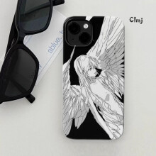 Smukt engel telefoncover kompatibelt med iPhone 13 12Mini 11 14Pro Max 15Plus SE2020XR X XS7 8 - Silikonecover