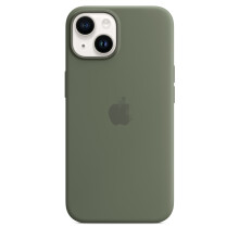 Kompatibel med iPhone 14. Silikone-telefoncover med MagSafe - Olivengrøn.