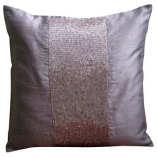 Decoratieve paarse kussenhoezen 16x16 inch, zijden sierkussens voor de bank, effen kleur, met kralen, moderne kussenhoes voor woondecoratie - Violet