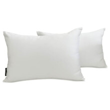 HomeCentric Luxe Lendenkussenhoes 30 x 56 cm, Set van 2, Effen Satijnen Langwerpige Kussenhoes, Wit Slub Satijn