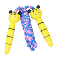Corde à sauter en coton tressé pour enfants - Poignée en bois - Corde de fitness ajustable