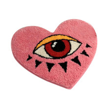 Red Funny Bath Mat, Non-Slip, Absorbent & Washable Microfiber, Ultra Soft - Compatible with Valentine's Day Decor, Evil Eye Design for Bathroom,