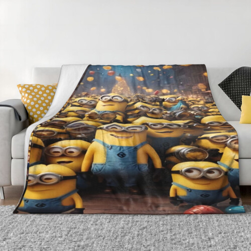 Κουβέρτα Minions Fleece Super Soft Cozy Throw Butter, Ελαφριά Ασαφές Άνετο Φανελένιο Κουβέρτα Ζεστό 2