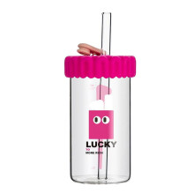 Glazen beker van 530 ml, past in de bekerhouder. Bierbeker, glazen waterbeker, glazen tumbler met deksel en rietjes, smoothiebeker.