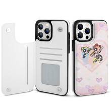Powerpuff Pigerne Kompatibelt iPhone14Pro Max Pung-etui med Kortholder, Flip Folio Læderetui med Stativ, Magnetisk Lukke & Stødsikkert Cover til