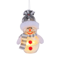 Mini kerstverlichting, sneeuwpop nachtlampje, 14 x 8 cm - Grijs, feestelijke decoratie voor woonkamer, kinderkamer, kindercadeau