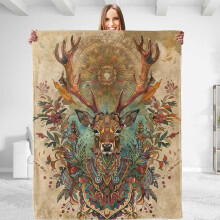 Mystische Hirsch-Kuscheldecke – Weich, leicht, warm und flauschig, fusselfrei, für Sofa, Schlafzimmer und Reisen – 203 x 152 cm