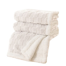 Hot Sale! Poaug Blancket Udsalg Efterår Sovesofa Tæppe Let og Behagelig Dekoration 3D Gitter Tæppe Camping Rejsetæppe Hvid4
