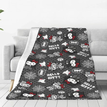 Hello Kitty plaid, zachte pluche reisdeken voor slaapkamer, woonkamer, bank, kantoor, het hele jaar door, cadeau voor vrouwen, mannen, meisjes en