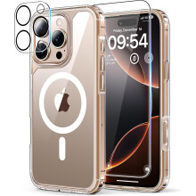 5-i-1-cover, kompatibelt med iPhone 14Pro, kompatibelt med MagSafe, gulner ikke, 2x skærm- og kamerabeskyttere, militærkvalitet, klar