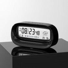 Jacenvly Black Tech digitalt vækkeur, batteridrevet stort display med kalender, temperatur, timer, snooze-tilstand, LCD-ur kompatibelt med