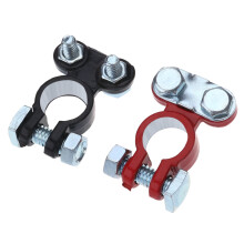 Mizh2pcs Terminali per cavi per accumulatore auto professionali in lega di zinco (rossi e bianchi)