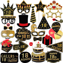 29 accessoires pailletés pour photomaton d'anniversaire (18 ans) - Cadeaux pour invités