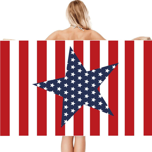 Πετσέτα θαλάσσης Patriotic 4th of July - Εκτύπωση με σημαία μικροϊνών, απορροφητική του