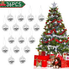 Christmas Ornaments Silver Disco Mirror Ball Christmas Tree Ornaments for Xmas Wedding Birthday Party Decor 36Pcs