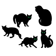 Lot de 5 panneaux de jardin Halloween Chat Noir avec piquets, silhouette effrayante, décorations d'Halloween pour jardin, pelouse et terrasse