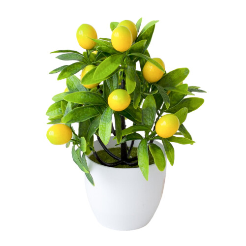 Yesbay Simulation Bonsai ed Creating Vitality Plastic Fake12Mesh Lemon Τεχνητό φυτό σε γλάστρα Διακόσμηση 1