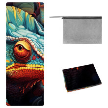 Chameleon Yoga Mat Towel, Storage Bag, 72.8"x26.8" - Suitable for Yoga, Pilates, Fitness, Gym - Yoga Blankets and Gym Towel Included