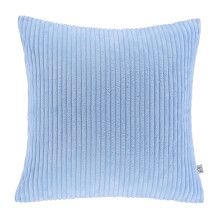 Soft Corduroy Striped Velvet Square Decorative Throw Pillow Cusion For Couch, 18" x 18", Light Blue, 1 Pack