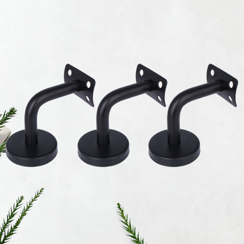 3Pcs Professional Solid Stainless Steel Handrail Wall Mounted Brackets Supports(Black) 2
