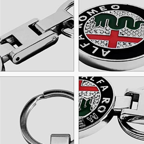 Κρεμαστό μπρελόκ Alfa Romeo με λογότυπο αυτοκινήτου διπλής όψης και μεταλλικό 2