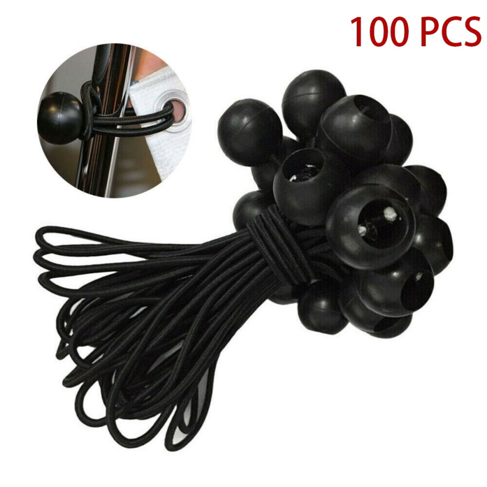 Wsyw 100Pcs 6" Ball Bungee Bungie Cord Canopy Tarp Tie Down Cord Elastic String Black 9071309621112