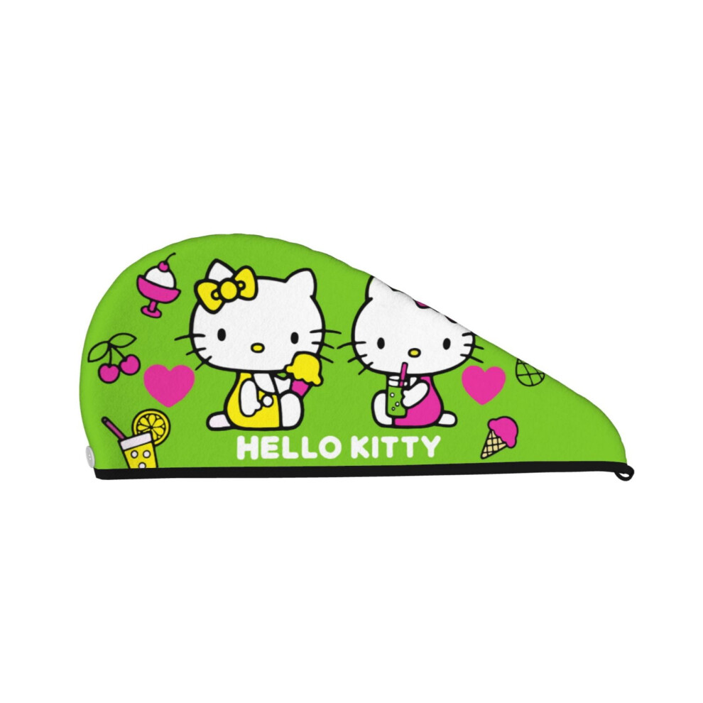 Coral Hello Kitty Velvet Dry Hair Cap Thickening To Increase Soft Absorbent Shower Cap