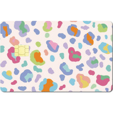 Colorful Leopard Debit/Credit Card Skin 7.3x5.4Inch, Waterproof PVC Sticker Cover, No Bubble, Slim, Removable, Personalized Bank Card Decal