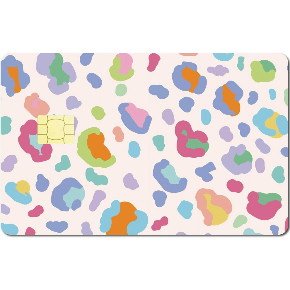 Colorful Leopard Debit/Credit Card Skin 7.3X5.4inch, Waterproof Pvc Sticker Cover, No Bubble, Slim, Removable, Personalized Bank Card Decal 9071309623987