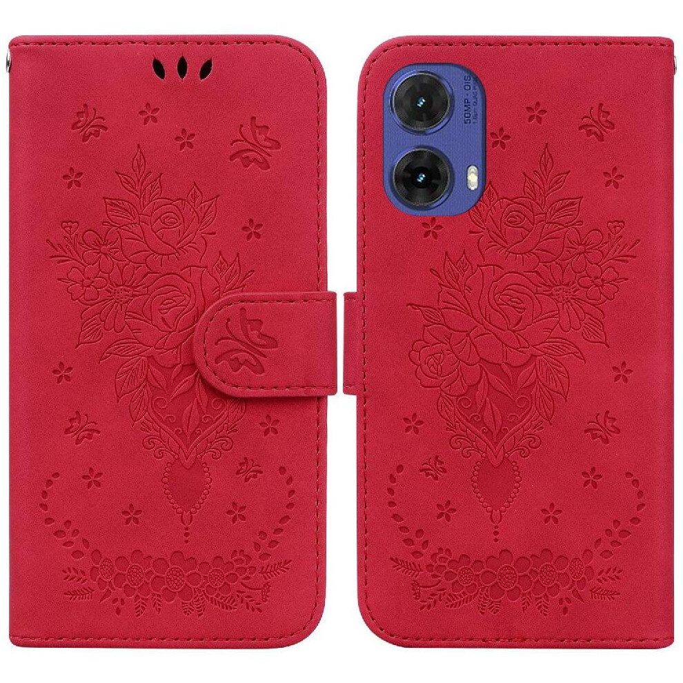 Case For Motorola S50 Neo Card Slots Emboss Rose Flowers Kickstand Flip Pu Leather Cover Wallet Case 9425574721709