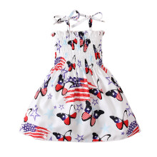 OAVQHLG3B Småbørnsbørnsbabypigekjole Strandkjoler Afslappet Ærmeløs Amerikansk Flag Prinsesse Sommerkjole