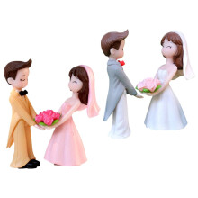 2 paires de poupées de couples de mariés, petits modèles de mariés, adorables figurines décoratives de couples de mariés