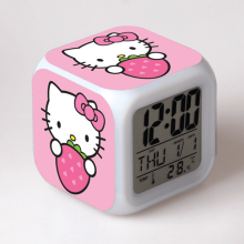 Ceas deșteptător LED compatibil cu modelul Hello Kitty, ceas de birou digital strălucitor pentru copii și adulți, ceas de masă electronic