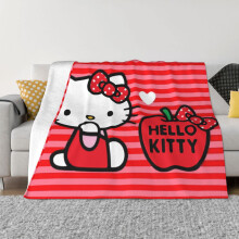 Couverture Hello Kitty en flanelle polaire, jeté de lit ultra doux, confortable et chaud pour canapé, salon et chambre - 127 x 102 cm