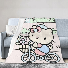 Couverture Hello Kitty en flanelle polaire ultra douce et chaude, idéale pour canapé, salon et chambre - 152 x 127 cm - Style 2