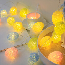Herrnalise Oster-Pastelllichter, Eierdekorationslichter, wasserdicht, batteriebetrieben mit Timer, 1,5 m, 12 LEDs, transparentes Kabel