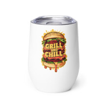 Zabawny kieliszek do wina dla miłośników hamburgerów, grill i chill